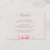 Blush Pink Rose Grey Floral Wedding Hotel Detail Informatiekaartje (Voorkant)