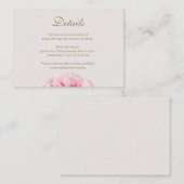 Blush Pink Rose Ivory Gold Wedding Hotel Detail Informatiekaartje (Voorkant / Achterkant)