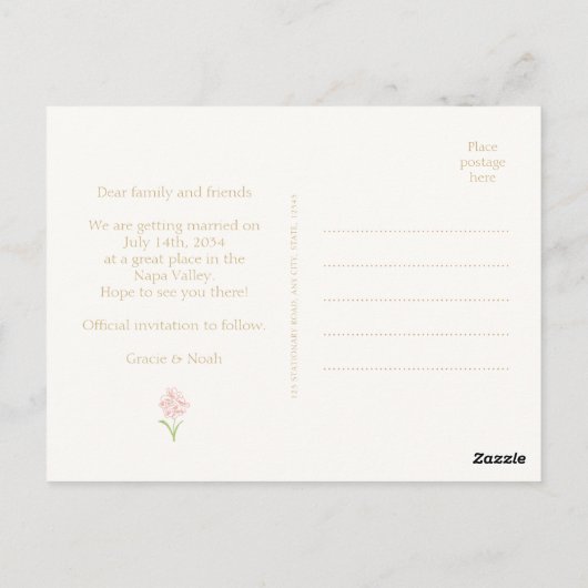 Blush Pink Rose & Ivory Wedding Bewaar de datum Briefkaart (Achterkant)