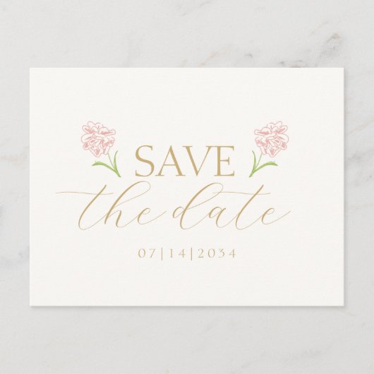 Blush Pink Rose & Ivory Wedding Bewaar de datum Briefkaart (Voorkant)
