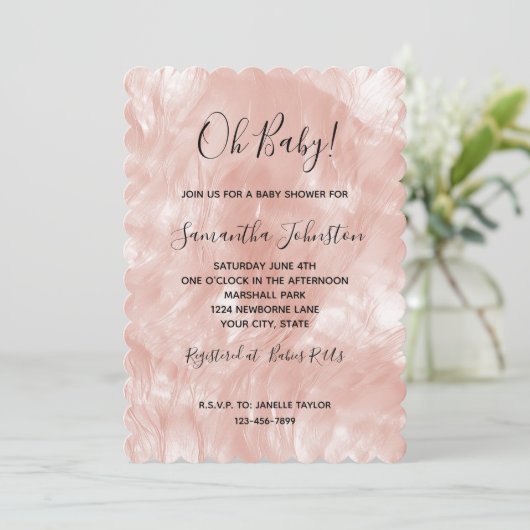 Blush Pink Rose Kaart (Staand voorkant)