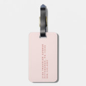 Blush pink rose monogram bagagelabel (Achterkant verticaal)