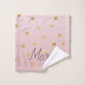 Blush Pink Rose Ombre Gouden Katten Bad Handdoek (Wasdoekje)