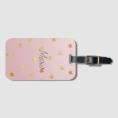 Blush Pink Rose Ombre Gouden Katten Bagagelabel (Voorkant (horizontaal))