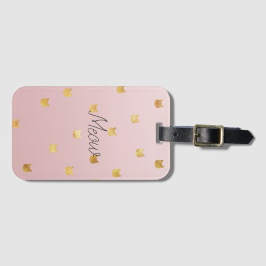 Blush Pink Rose Ombre Gouden Katten Bagagelabel (Voorkant (horizontaal))