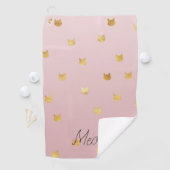 Blush Pink Rose Ombre Gouden Katten Golfhanddoek (Insitu)