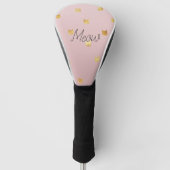 Blush Pink Rose Ombre Gouden Katten Golfheadcover (Voorkant)