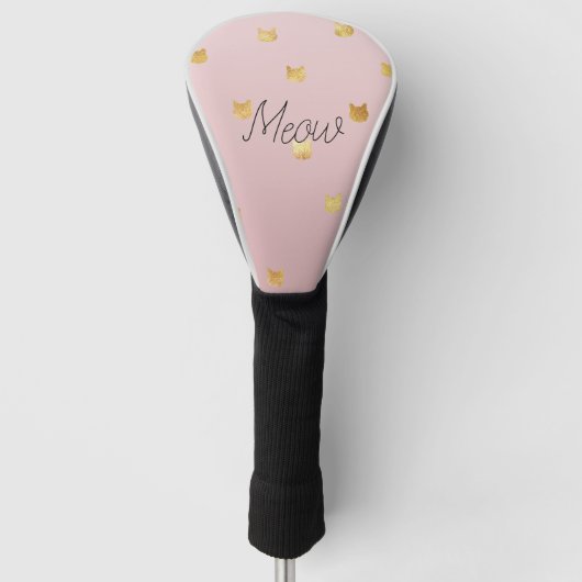 Blush Pink Rose Ombre Gouden Katten Golfheadcover (Voorkant)