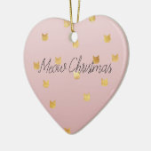 Blush Pink Rose Ombre Gouden Katten Keramisch Ornament (Links)