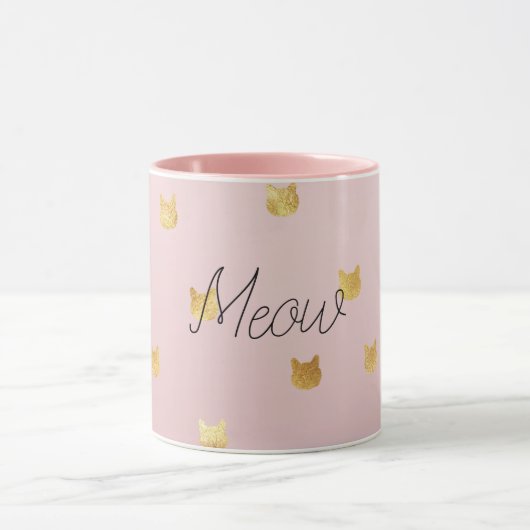 Blush Pink Rose Ombre Gouden Katten Mok (Midden)