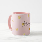 Blush Pink Rose Ombre Gouden Katten Mok (Voorkant links)