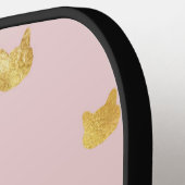 Blush Pink Rose Ombre Gouden Katten Pickleball Paddle (Links Detail)