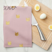 Blush Pink Rose Ombre Gouden Katten Theedoek (Quarter Fold)