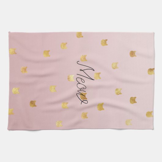 Blush Pink Rose Ombre Gouden Katten Theedoek (Horizontaal)