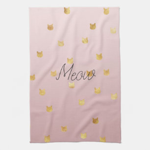 Blush Pink Rose Ombre Gouden Katten Theedoek