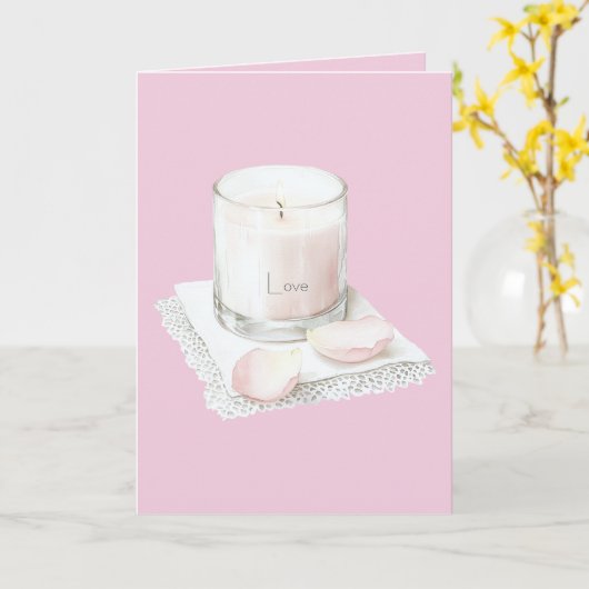 Blush pink rose petals candle kaart (Gele Bloem)