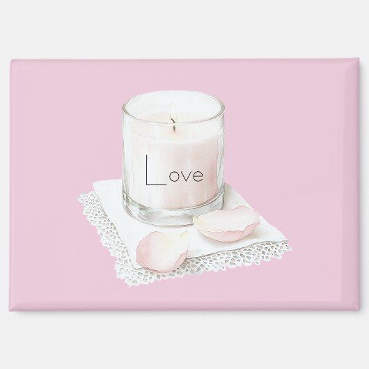 Blush pink rose petals candle magneet (Voorkant)