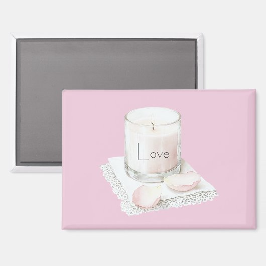 Blush pink rose petals candle magneet (Voorkant / Achterkant)