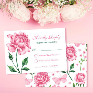 Blush Pink Rose Quinceañera Response Kaart