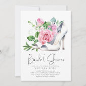 Blush Pink Rose Satijn Hoge Hakken Vrijgezellenfee Kaart (Voorkant)