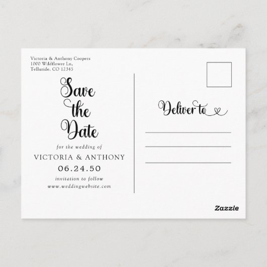 Blush Pink Rose Save The Date met Foto Briefkaart (Achterkant)