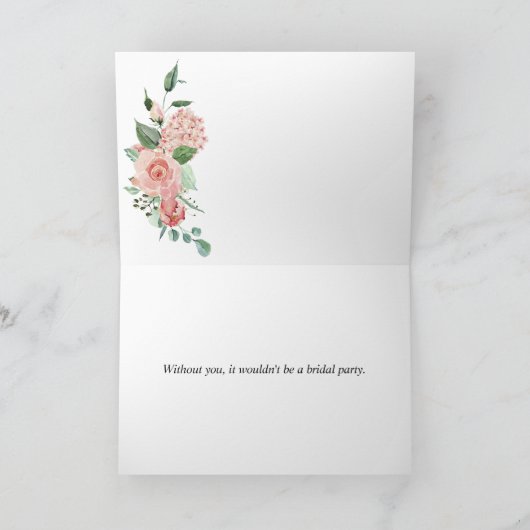 Blush Pink Rose Spring Maid of Honor Flowers Chiqu Kaart (Binnen)