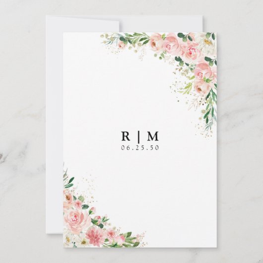Blush Pink Rose Verlovingsfeestuitnodiging Kaart (Achterkant)