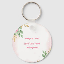 Blush Pink Rose voor Mom-to-Be met gepersonaliseer Sleutelhanger