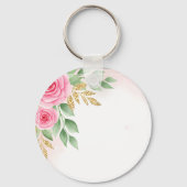 Blush Pink Rose voor Mom-to-Be met gepersonaliseer Sleutelhanger (Achterkant)
