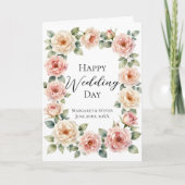Blush Pink Rose Watercolor Wedding Congratulations Kaart (Voorkant)