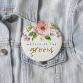 BLUSH PINK ROSE WATERVERF FLORAAL MOEDER VAN GROOM RONDE BUTTON 4,0 CM (In situ)
