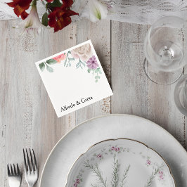 Blush Pink Rose Wedding Cocktail Napkin Servet