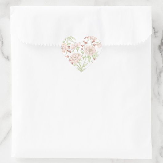 Blush Pink Rose Wedding Hart Sticker (Tas)