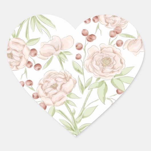 Blush Pink Rose Wedding Hart Sticker (Voorkant)