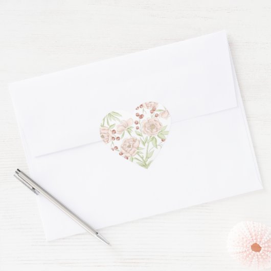 Blush Pink Rose Wedding Hart Sticker (Envelop)