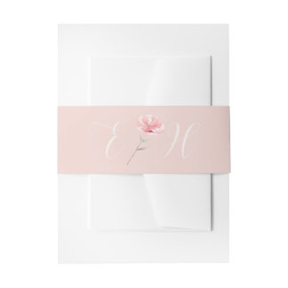 Blush Pink Rose Wedding Invitation Belly Band Uitnodigingen Wikkel