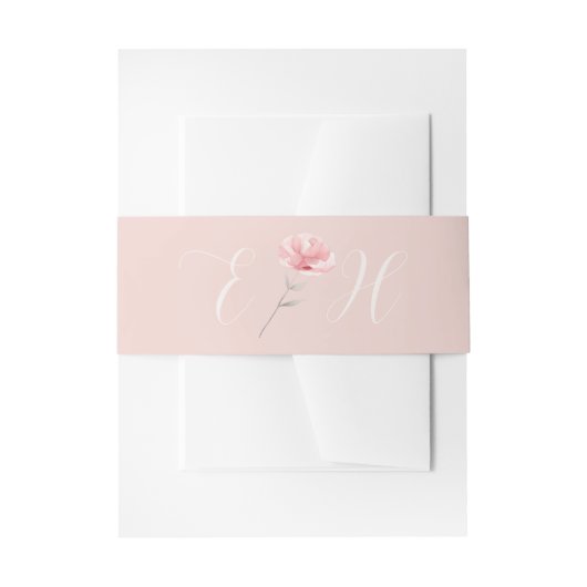 Blush Pink Rose Wedding Invitation Belly Band Uitnodigingen Wikkel (Voorkant Voorbeeld)