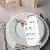 Blush Pink Rose Wedding Menu Card