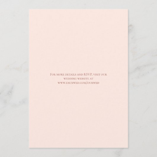 Blush Pink Rose Wedding Modern Kaart (Achterkant)