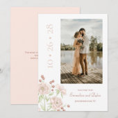 Blush Pink Rose Wedding Modern Save the Date Kaart (Voorkant / Achterkant)