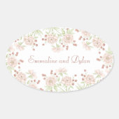 Blush Pink Rose Wedding Ovale Sticker (Voorkant)
