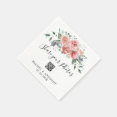 Blush Pink Rose Wedding QR Code Share Foto's Servet (Hoek)