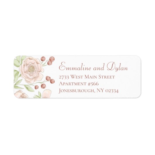 Blush Pink Rose Wedding Return Address Labels (Voorkant)