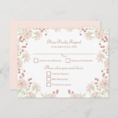 Blush Pink Rose Wedding RSVP Feestdagenkaart (Voorkant / Achterkant)