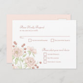 Blush Pink Rose Wedding RSVP Modern Reply Feestdagenkaart (Voorkant / Achterkant)