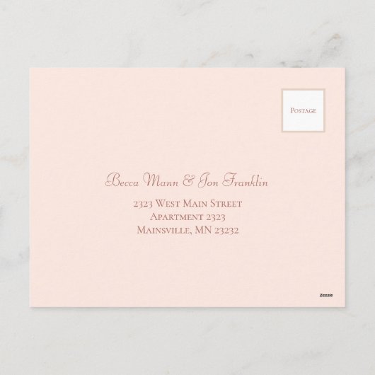 Blush Pink Rose Wedding RSVP Modern Reply Feestdagenkaart (Achterkant)