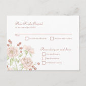 Blush Pink Rose Wedding RSVP Modern Reply Feestdagenkaart (Voorkant)