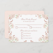 Blush Pink Rose Wedding RSVP Reply Kaart (Voorkant / Achterkant)