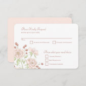 Blush Pink Rose Wedding RSVP Reply Modern Kaart (Voorkant / Achterkant)