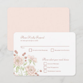 Blush Pink Rose Wedding RSVP Reply Modern Kaart